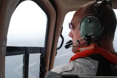 En route via helicopter
