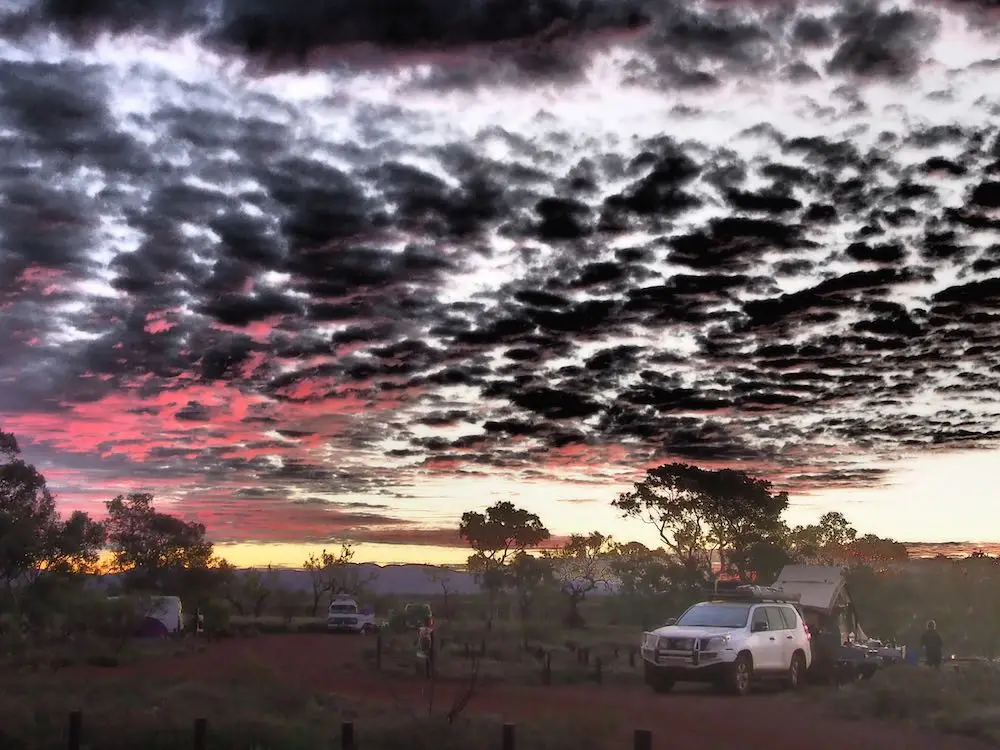 A sunset over our campsite in Karijini National Park