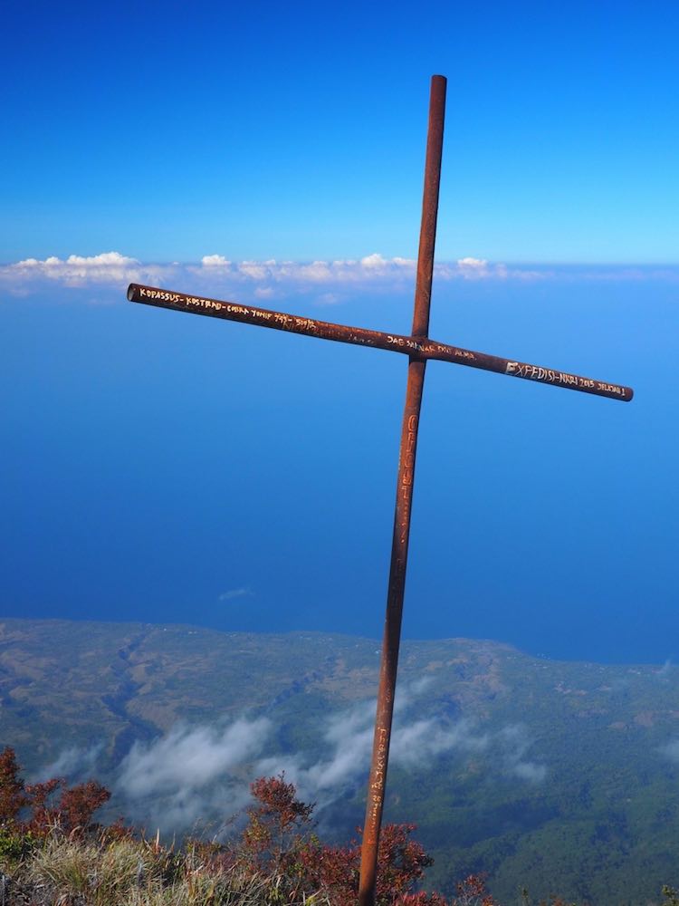 A simple cross marks the summit
