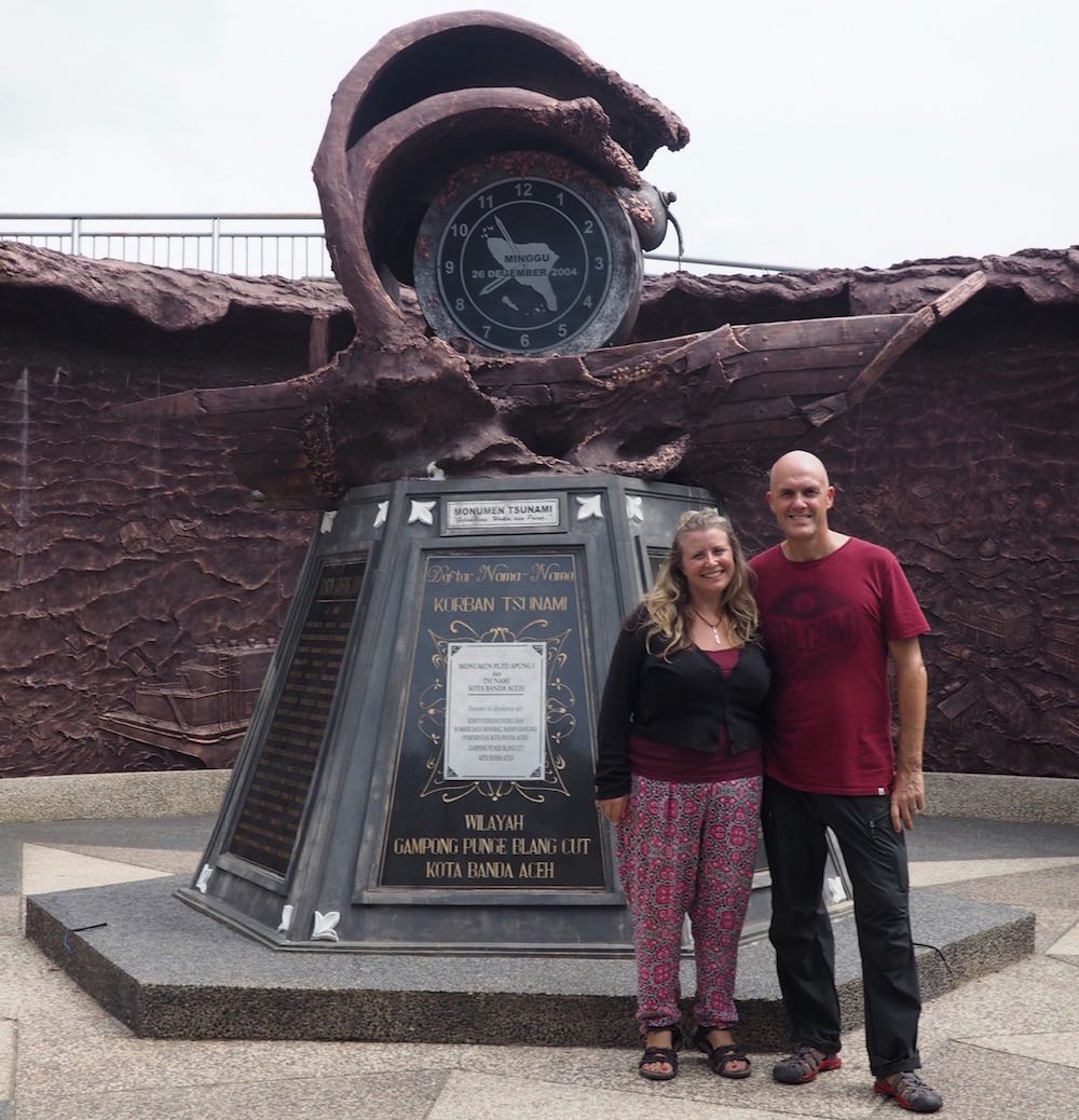 Ian and Nicky in front of the Tsunami Memorial