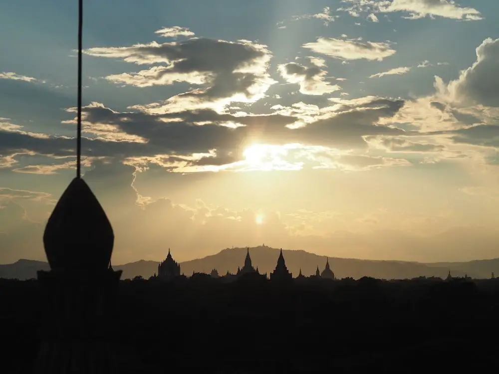 Sun setting over Bagan