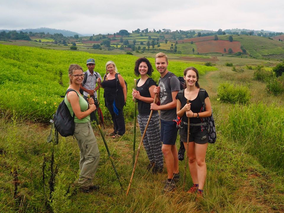 Our hiking group en route from Kalaw to Inle Lake 