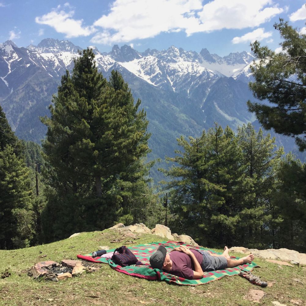 Ian relaxes in the Kashmir Valley