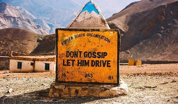 "Don't gossip, let him drive"