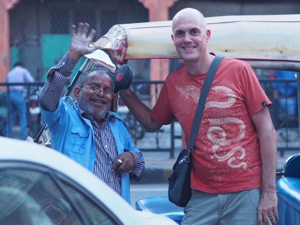 Ian with Gopal and his auto rickshaw