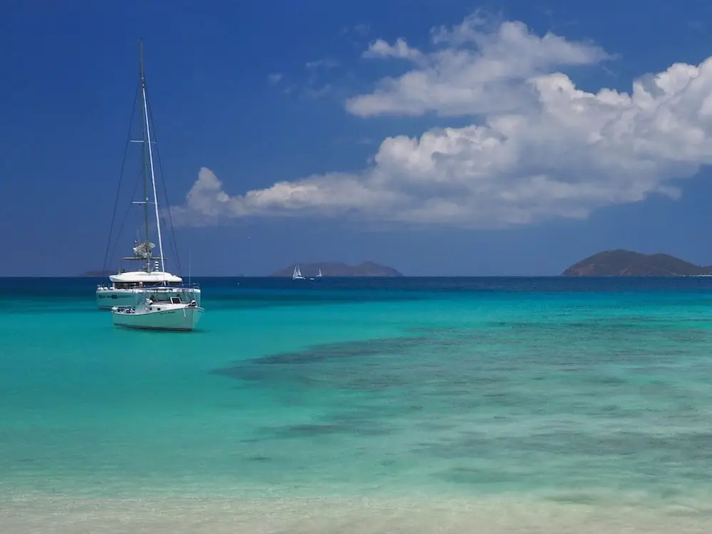 A yacht moored just off Smugger's Cove