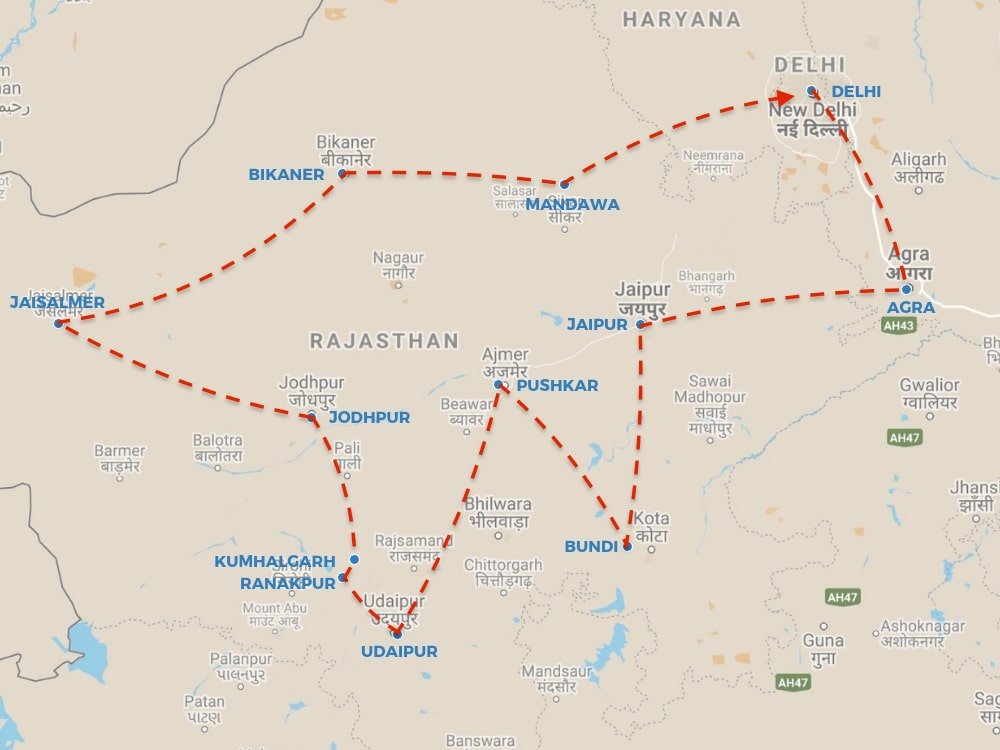 RAJASTHAN ROAD TRIP - OUR ROUTE
