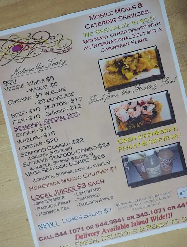 Naturally Tasty menu