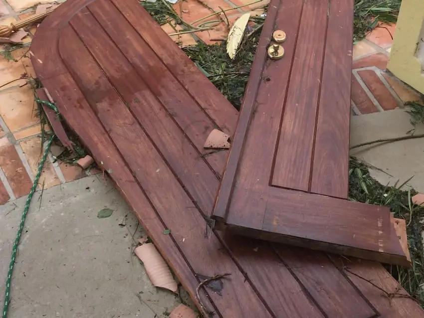 Broken doors Hurricane Irma