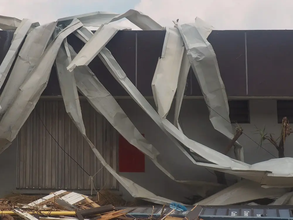 Mangled metal envelops a store after Hurricane Irma Mangled metal envelops a store