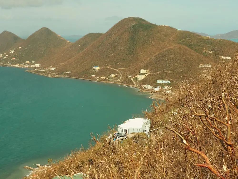 View towards West End, Tortola after Hurricane Irma struck