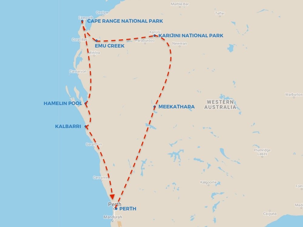 Western Australia route map