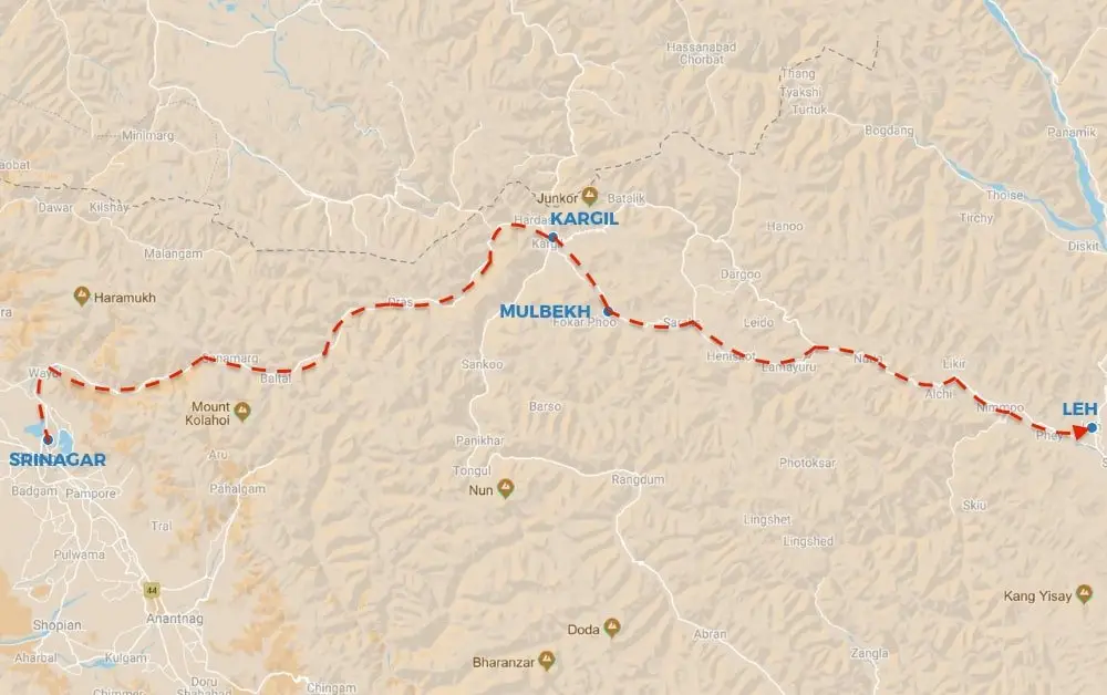 SRINAGAR TO LEH HIGHWAY ROUTE
