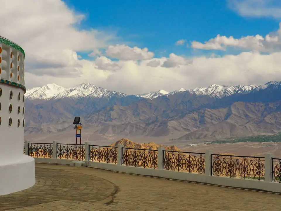 View of the mountains from Shanti Stupa
