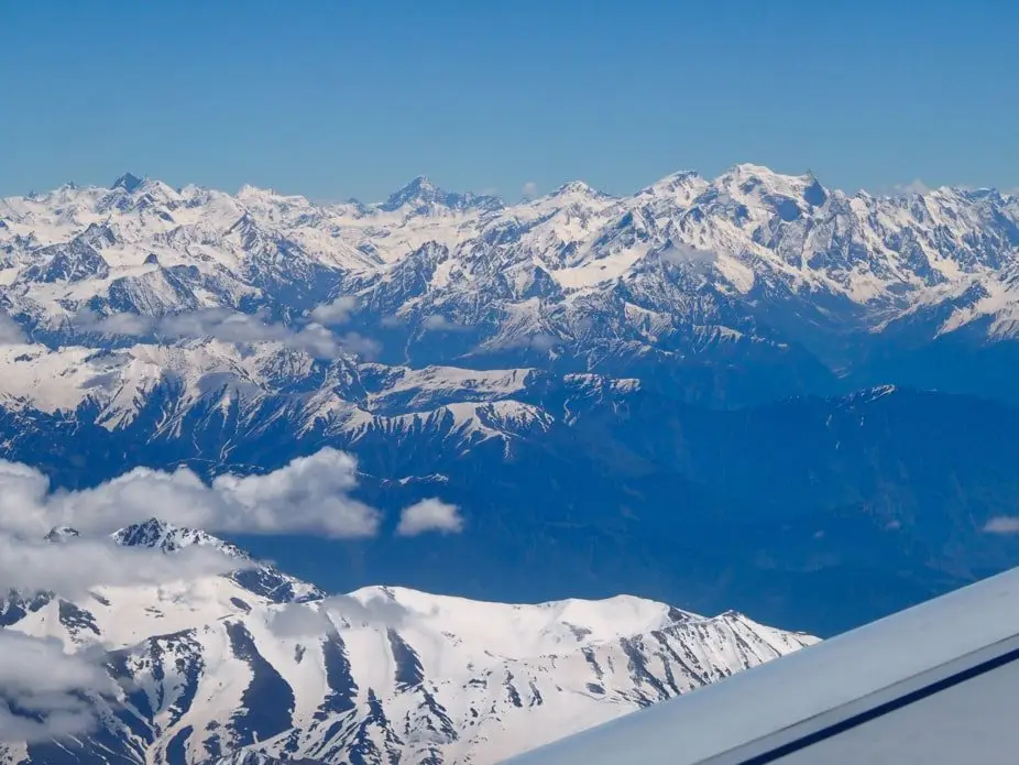 View of the Himalayas from the flight