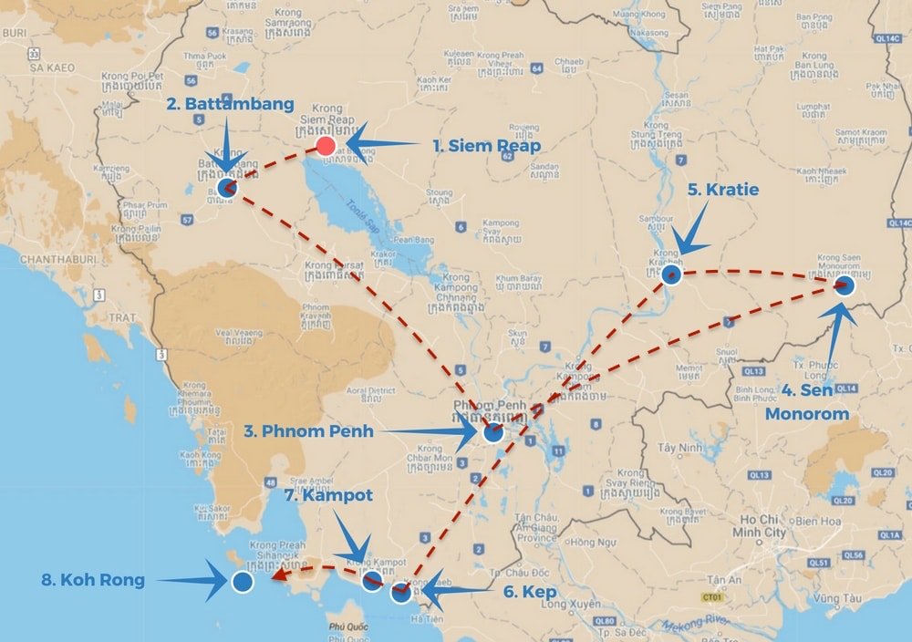 cambodia travel routes