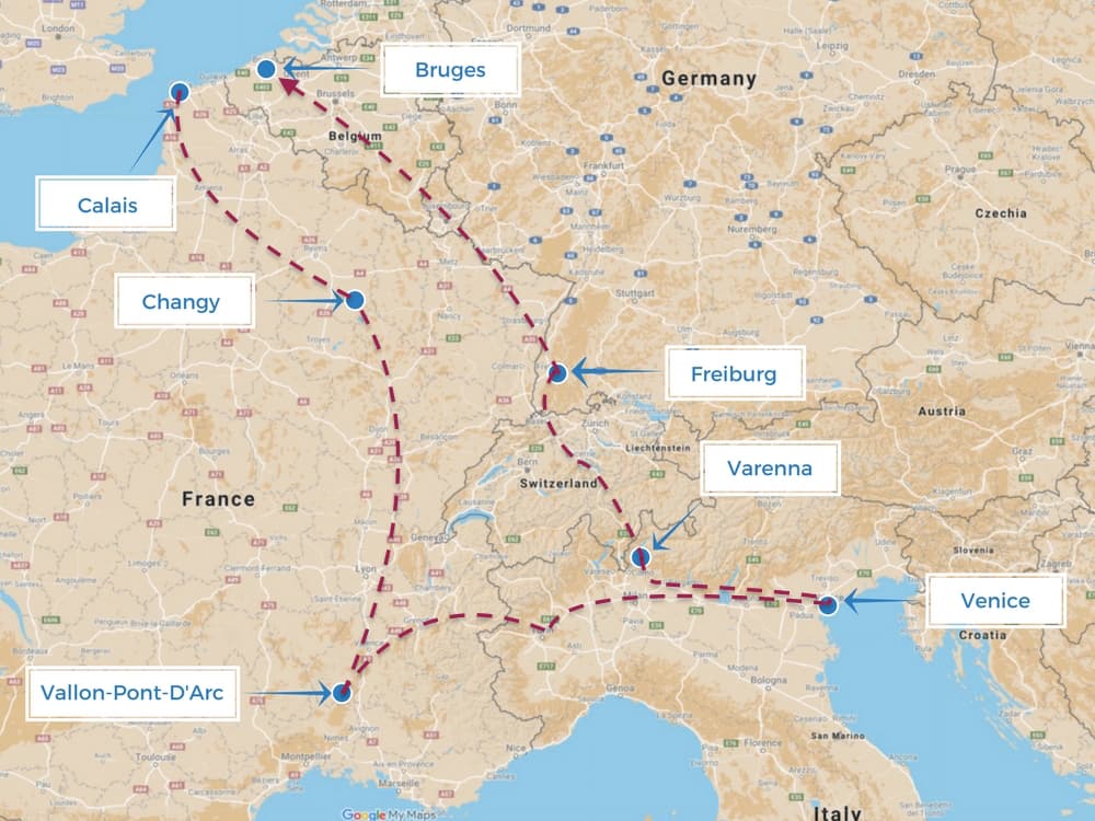 Europe Road Trip route