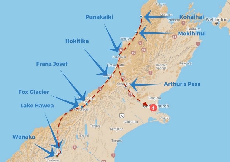 NZ South Island west coast route