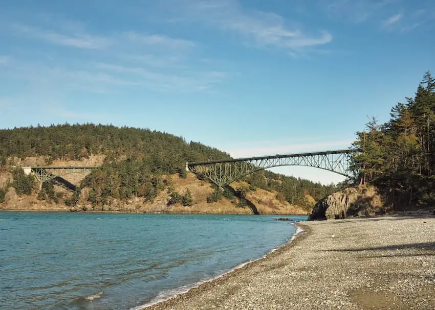 North Beach view of Deception Pass Bridge