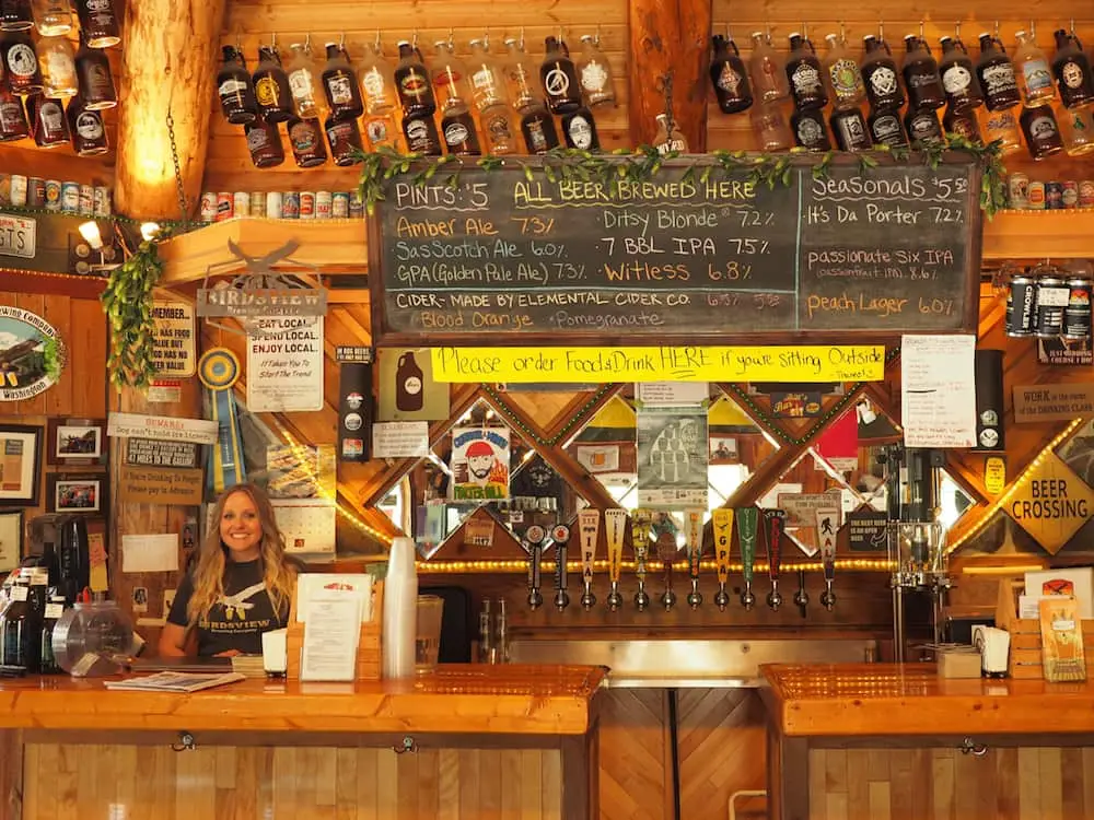 The bar at Birdsview Brewery Skagit County