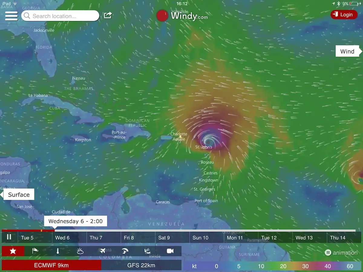 Hurricane on Windy