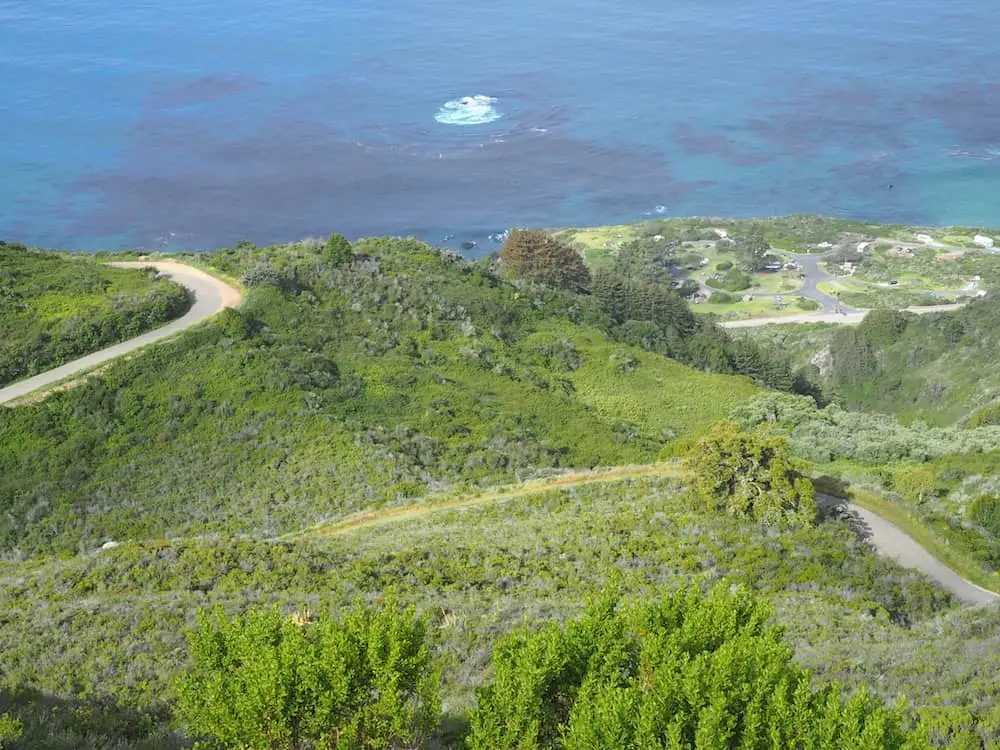 Nacimiento Fergusson Road climbs above Kirk Creek Campground Big Sur.
