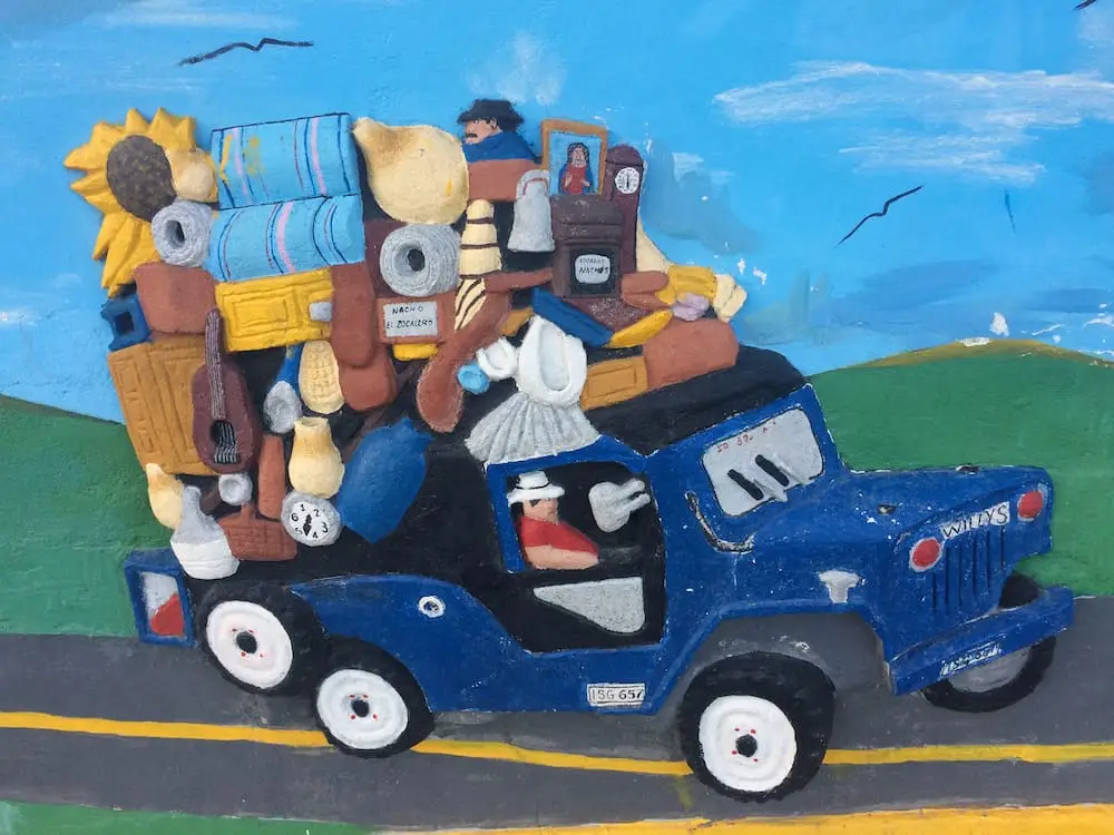 Exploring Guatape - overloaded car zocalo