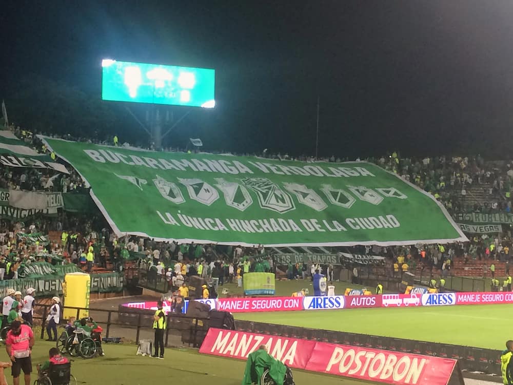 Large banner at Atletico Nacional match - Medellin itinerary