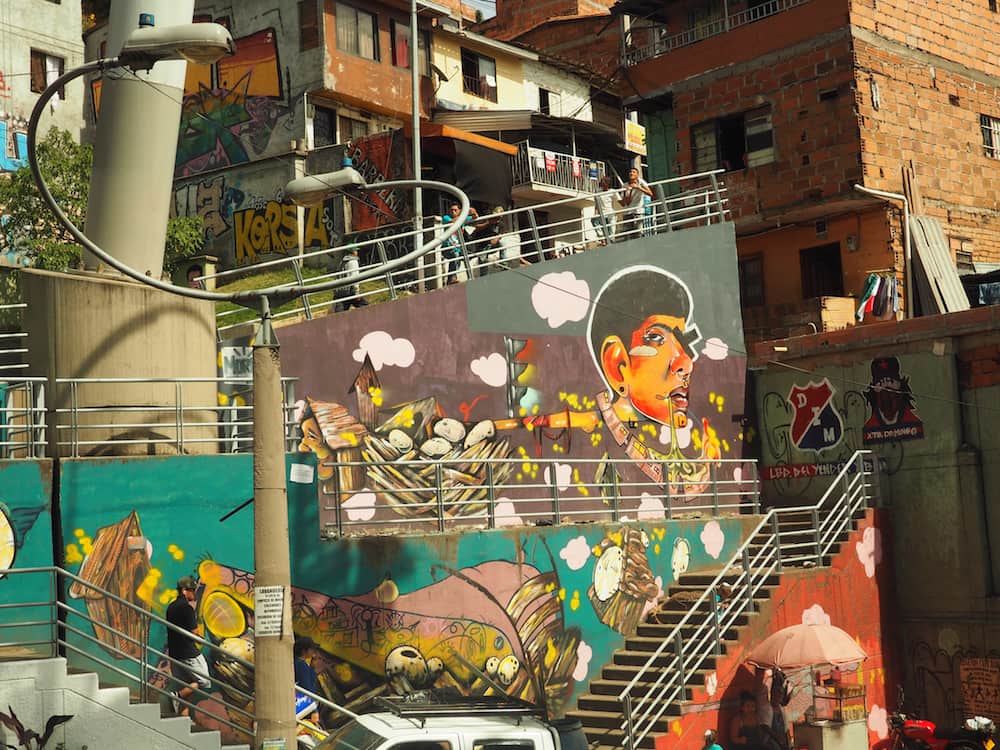 Graffiti in Santa Domingo barrio - Medellin itinerary