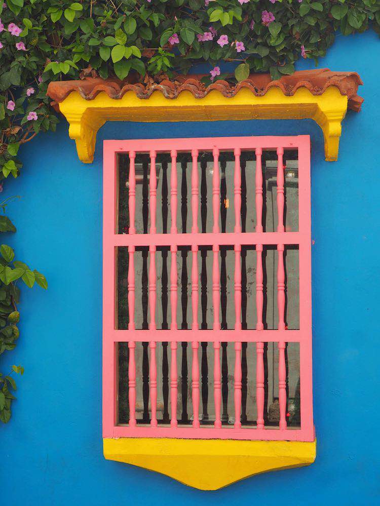 Pink grill on windows, Cartagena
