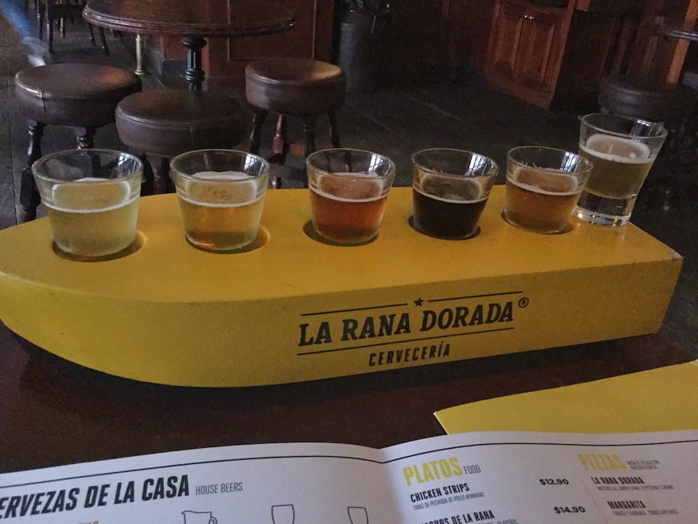 Complimentary flight of beer at Rana Dorada
