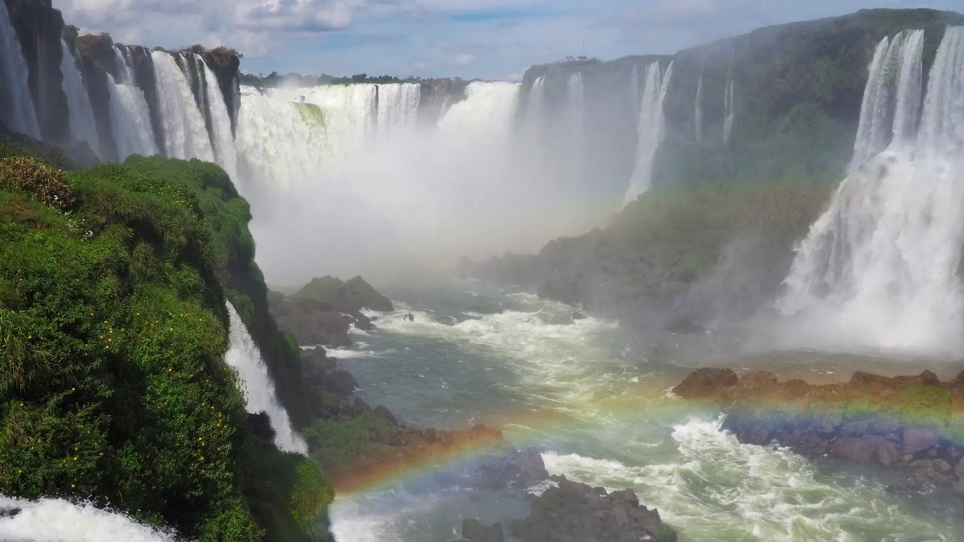 Garganta del Diablo from Brazilian side, Iguazu Falls Iguacu Falls with a rainbow in front of it