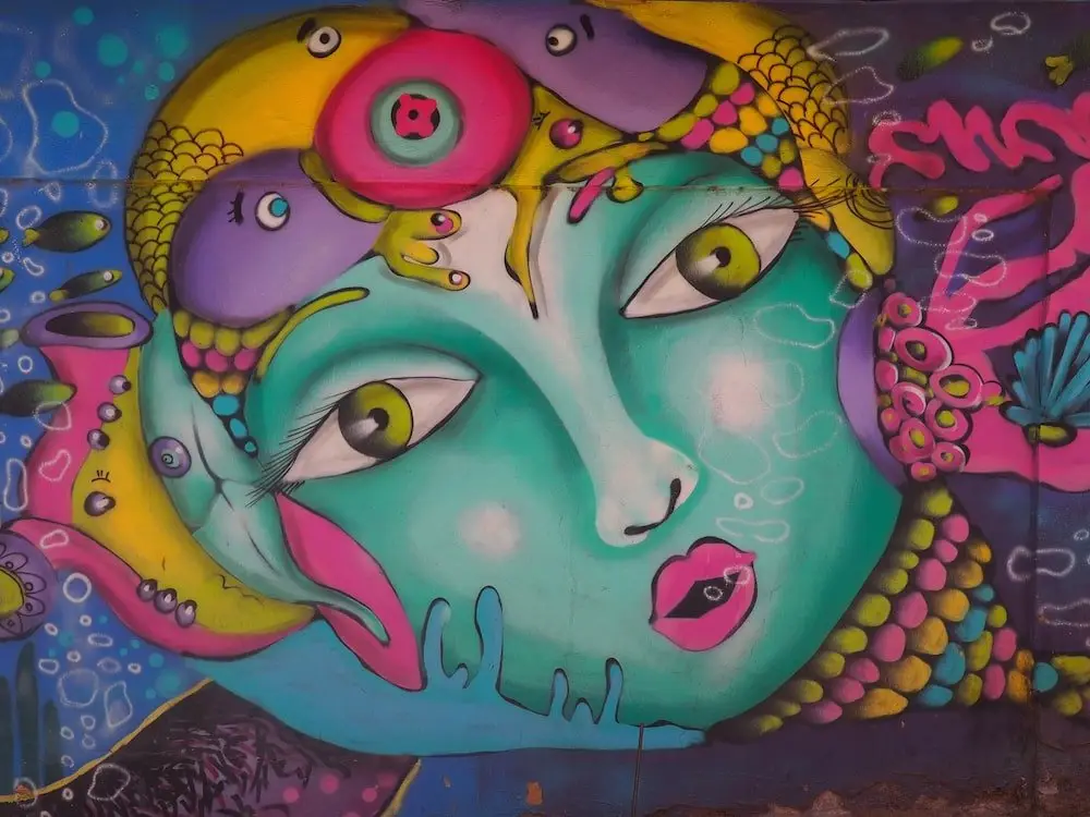Valparaiso Street Art psychadelic face