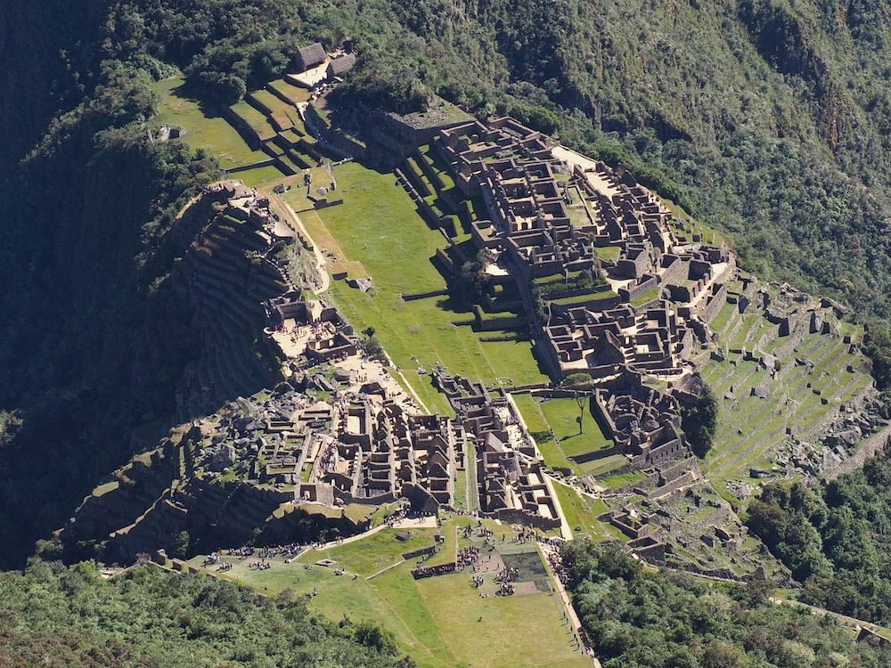 Map showing hiking trail down from Machu Picchu