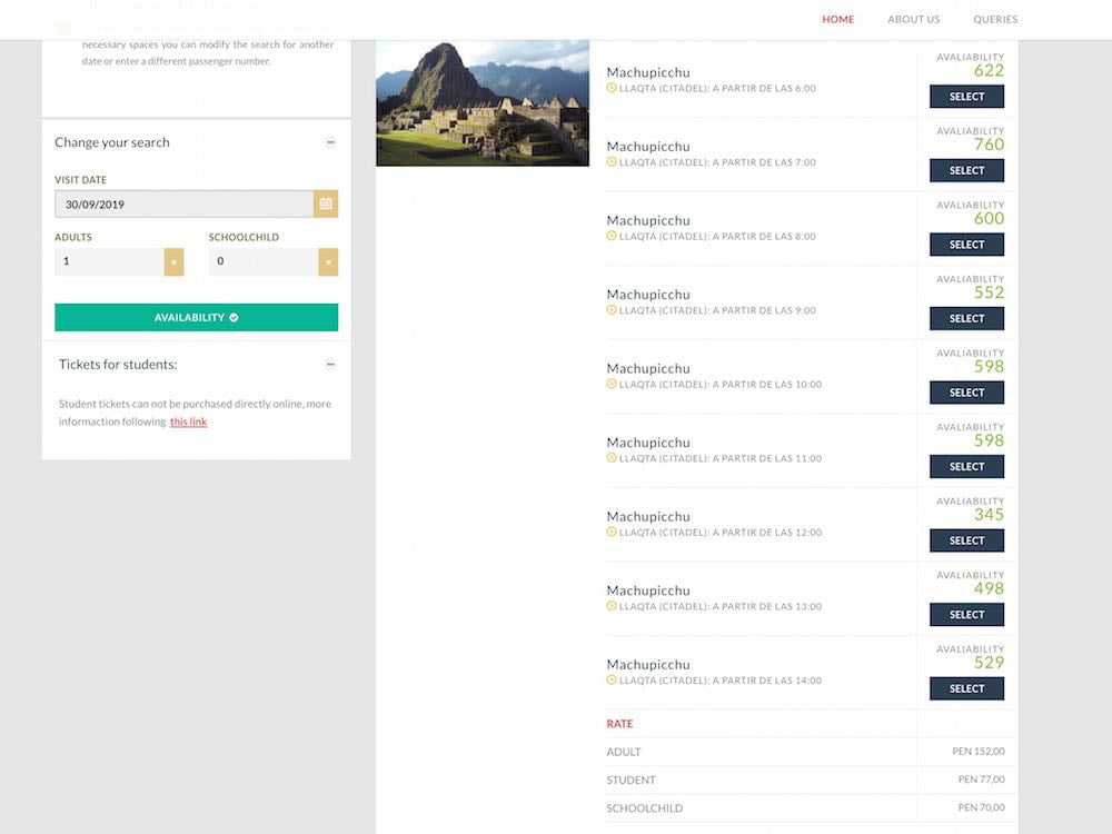The official Machu Picchu booking website