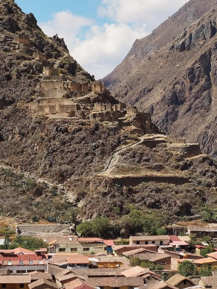 Incan store houses overlooking Ollantaytambo