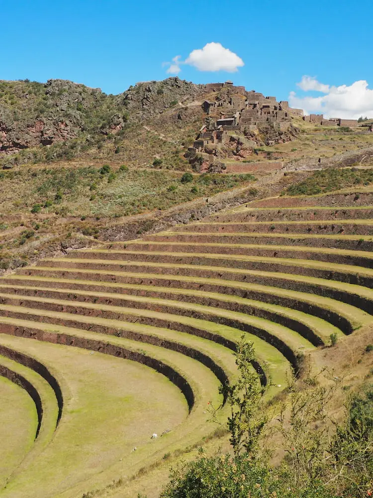 Qalla Q'asa with stepped terraces in the foreground