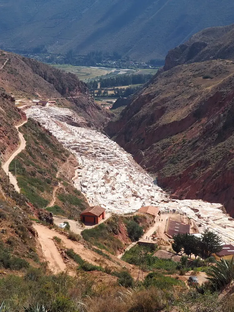 View of the Salineras de Maras from the trail