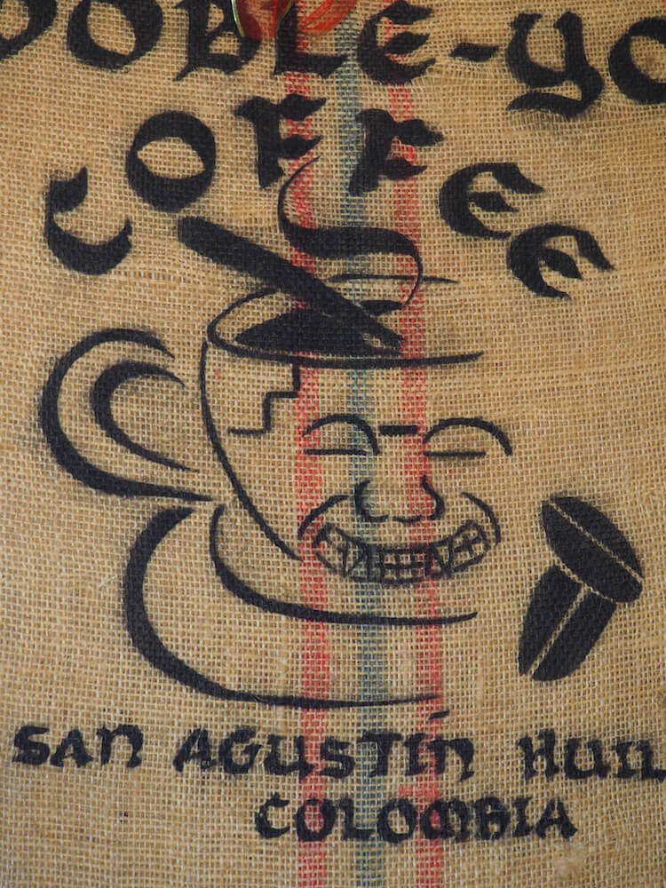 A coffee bag used as decoration