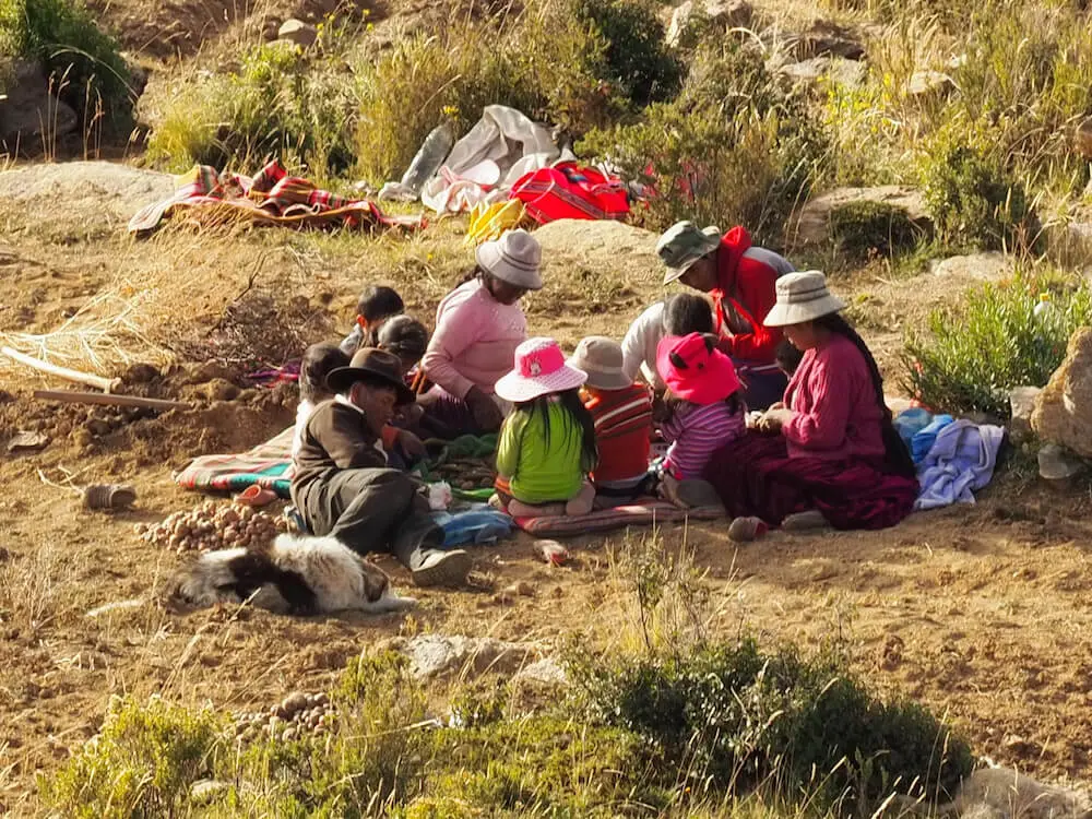A local family take a lunch break