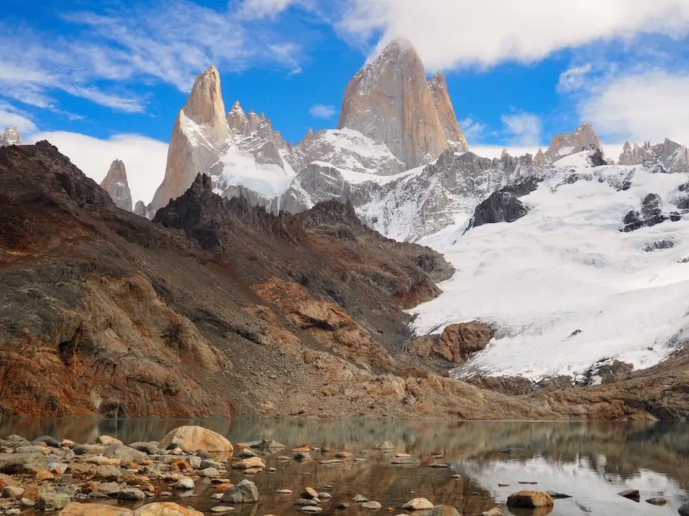A closer look at Laguna de los Tres and the lakeshore