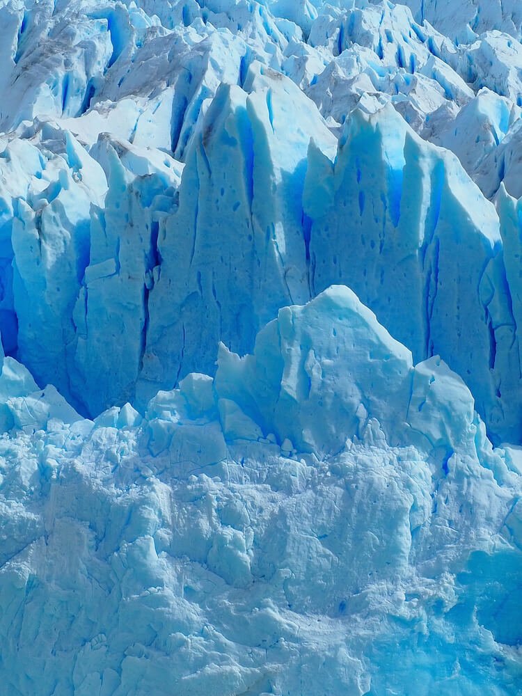 Close up of the blue ice at the head of the glacier