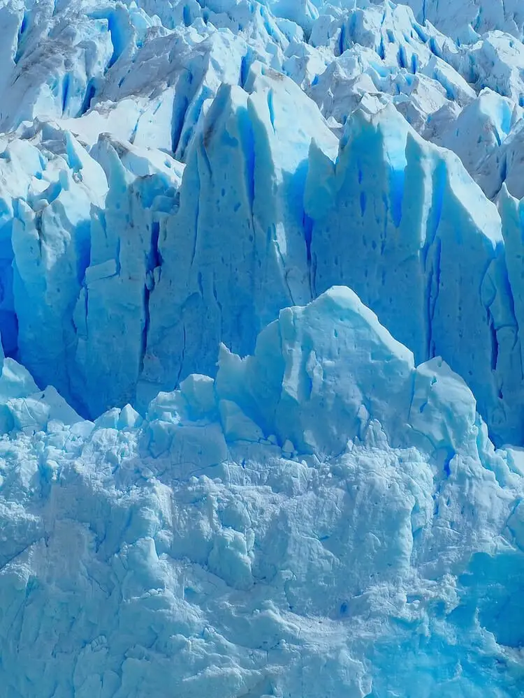 Close up of the blue ice at the head of the glacier