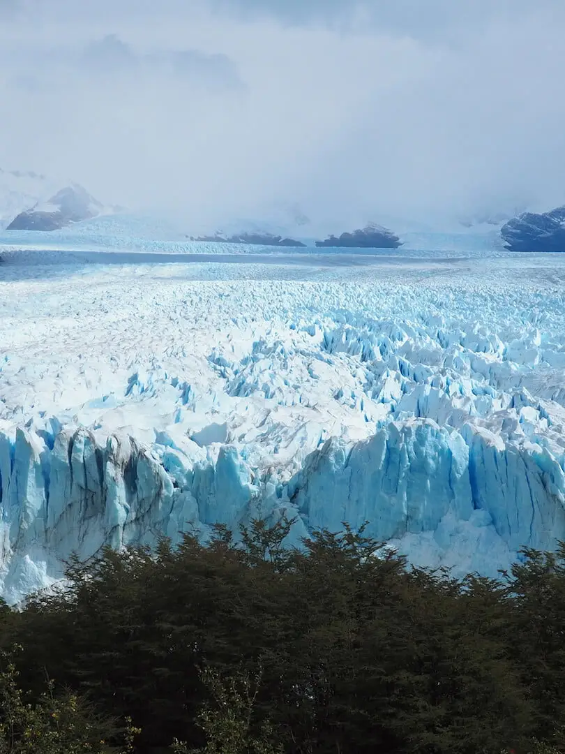 An elevated view over the top of Perito Moreno Glacier