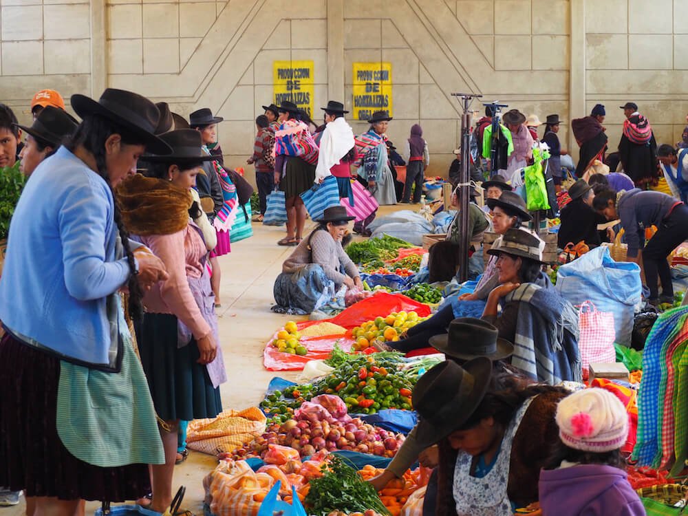 Indoor market in Tarabuco