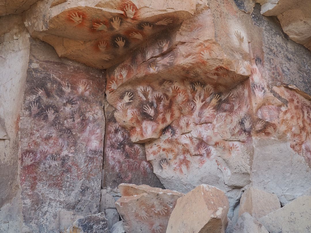 Long shot of some of the cave's rock art