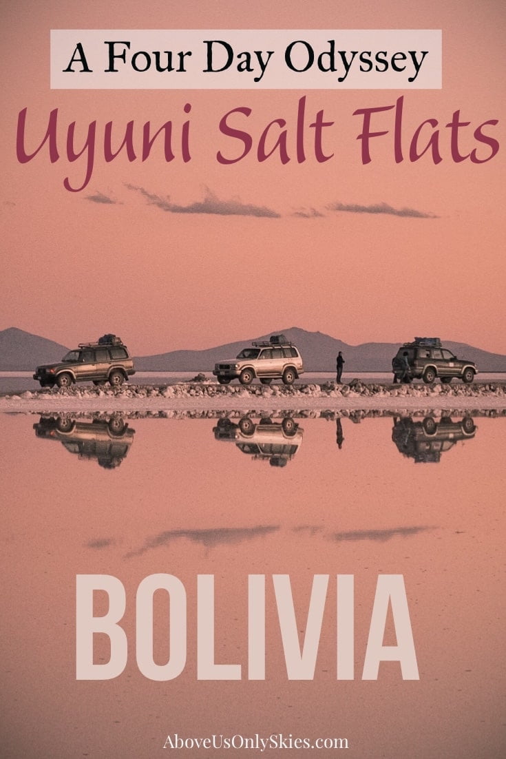 The amazing Uyuni Salt Flats in Bolivia should be high on anyone's South America wishlist - including the journey there on a four-day jeep tour from Tupiza #bolivia #saltflats #uyuni #flamingo #southamerica #southamericatravel #southamericatravelphotos #backpacking #backpackingtips #roadtrip #desert #desierto #dali #travelinspiration