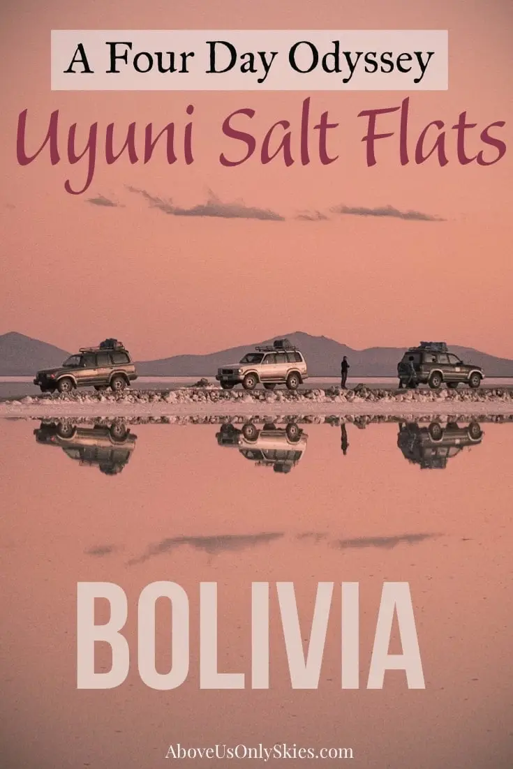 The amazing Uyuni Salt Flats in Bolivia should be high on anyone's South America wishlist - including the journey there on a four-day jeep tour from Tupiza #bolivia #saltflats #uyuni #flamingo #southamerica #southamericatravel #southamericatravelphotos #backpacking #backpackingtips #roadtrip #desert #desierto #dali #travelinspiration