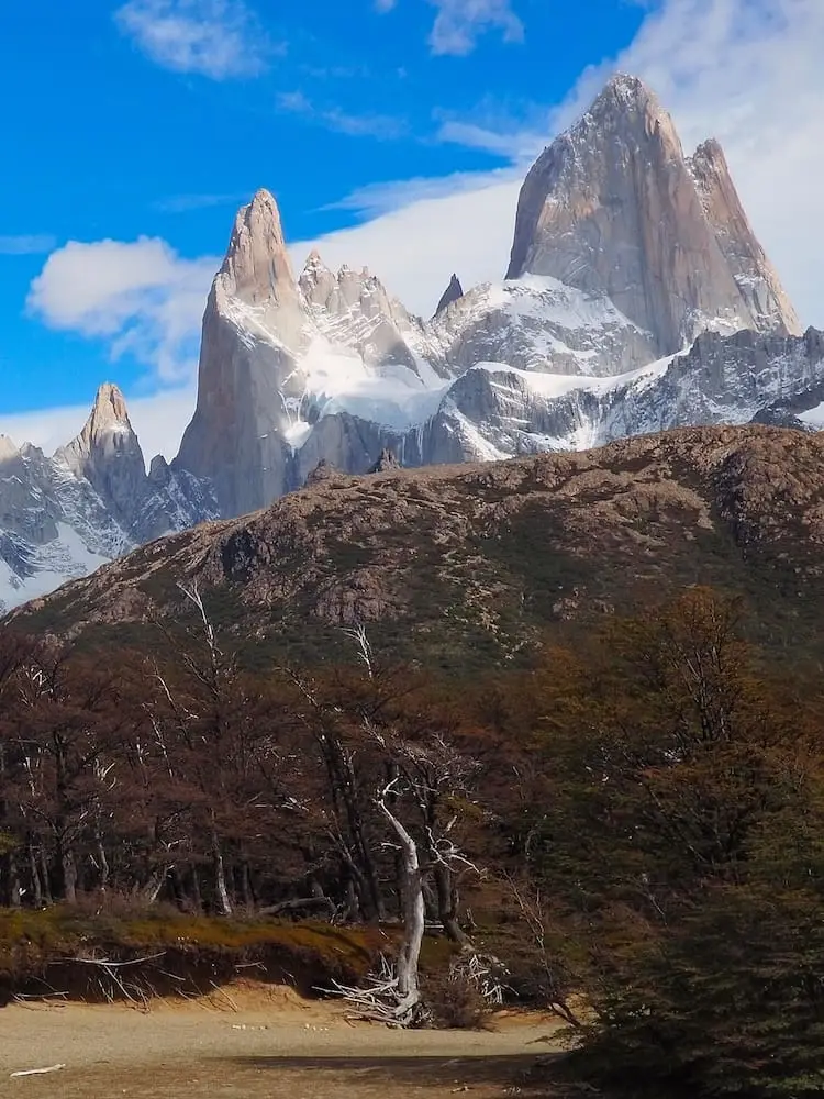 The approach to Campamento Poincenot with Mount Fitz Roy in the background