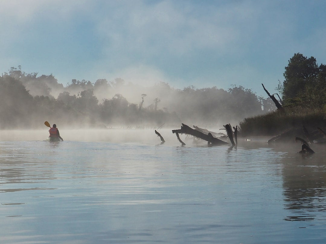 Kayaking through mist on the Chepu River